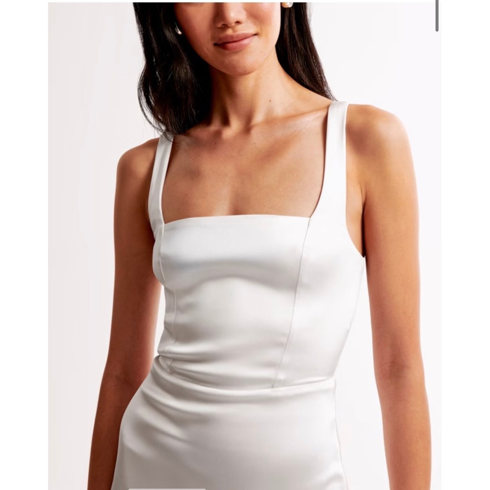 Abercrombie‎ & Fitch Women's Sculpting Stretch Satin Midi Dress Sz M NWT - Picture 2 of 10